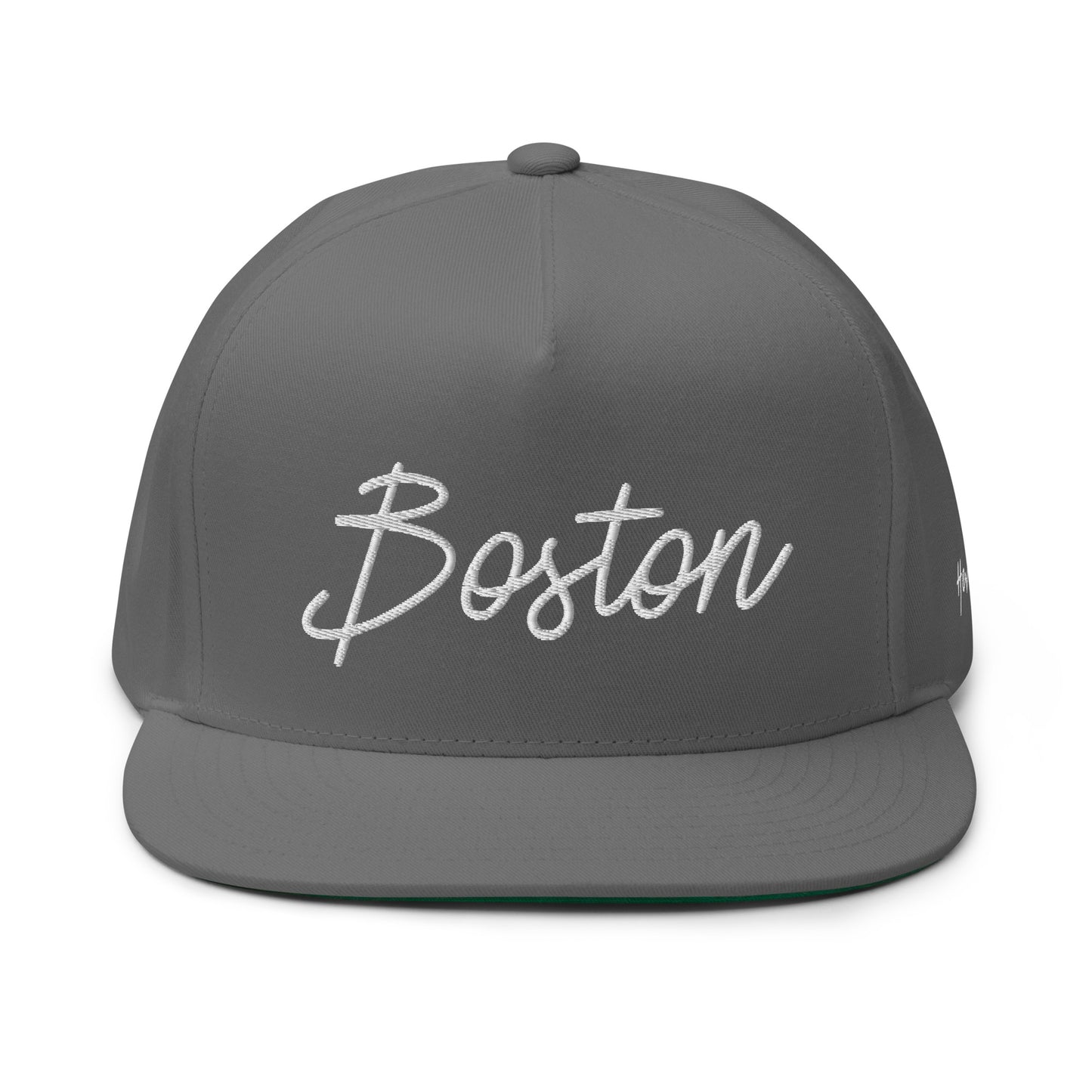Boston Retro Script 5 Panel A-Frame Snapback Hat