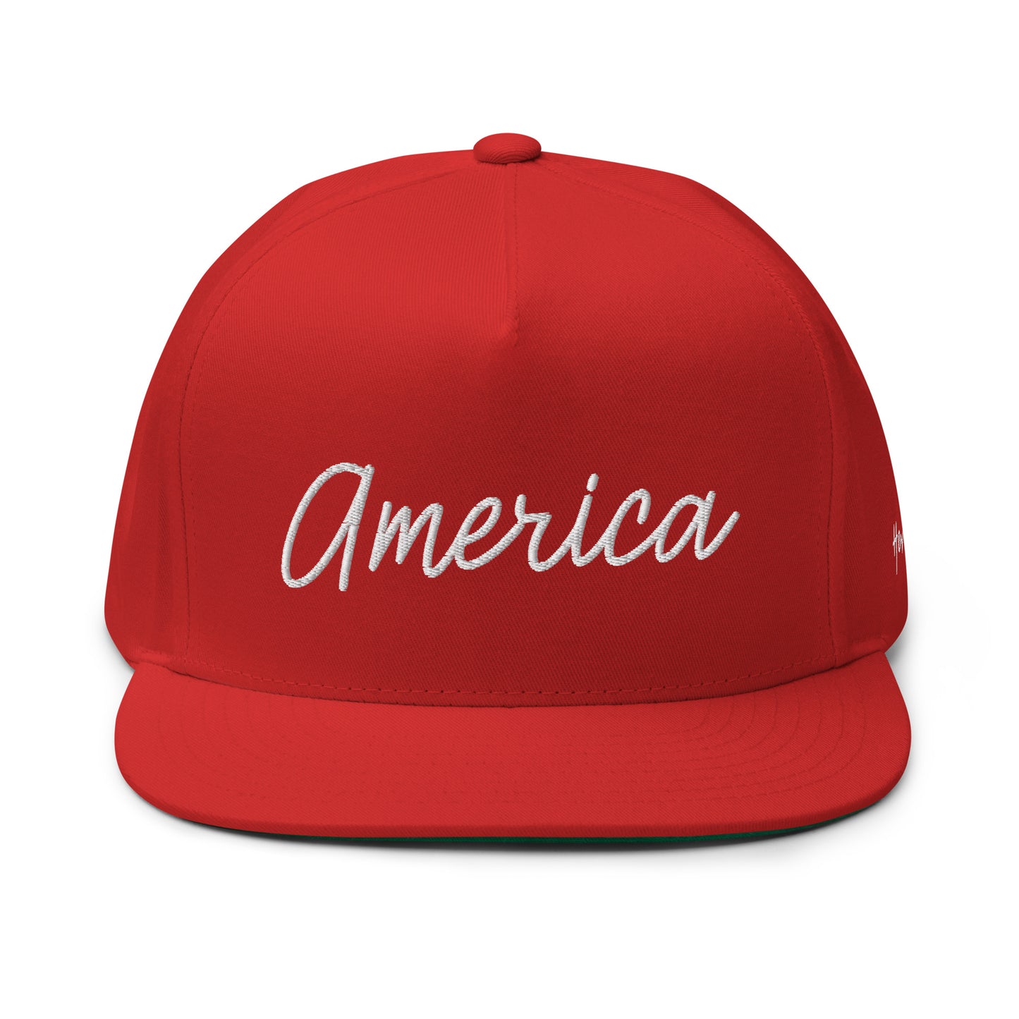 United States USA "America" Retro Script 5 Panel A-Frame Snapback Hat