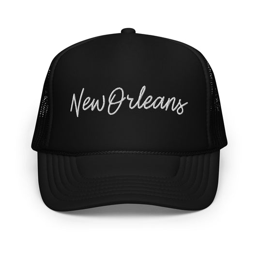New Orleans Retro Script Foam 5 Panel A-Frame Snapback Trucker Hat