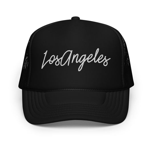 Los Angeles Retro Script Foam 5 Panel A-Frame Snapback Trucker Hat
