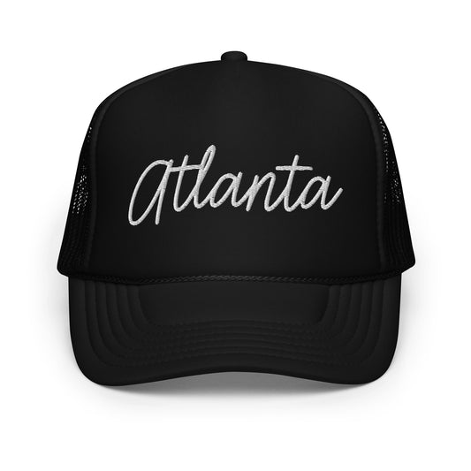 Atlanta Retro Script Foam 5 Panel A-Frame Snapback Trucker Hat
