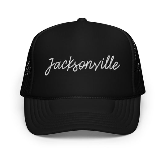 Jacksonville Retro Script Foam 5 Panel A-Frame Snapback Trucker Hat
