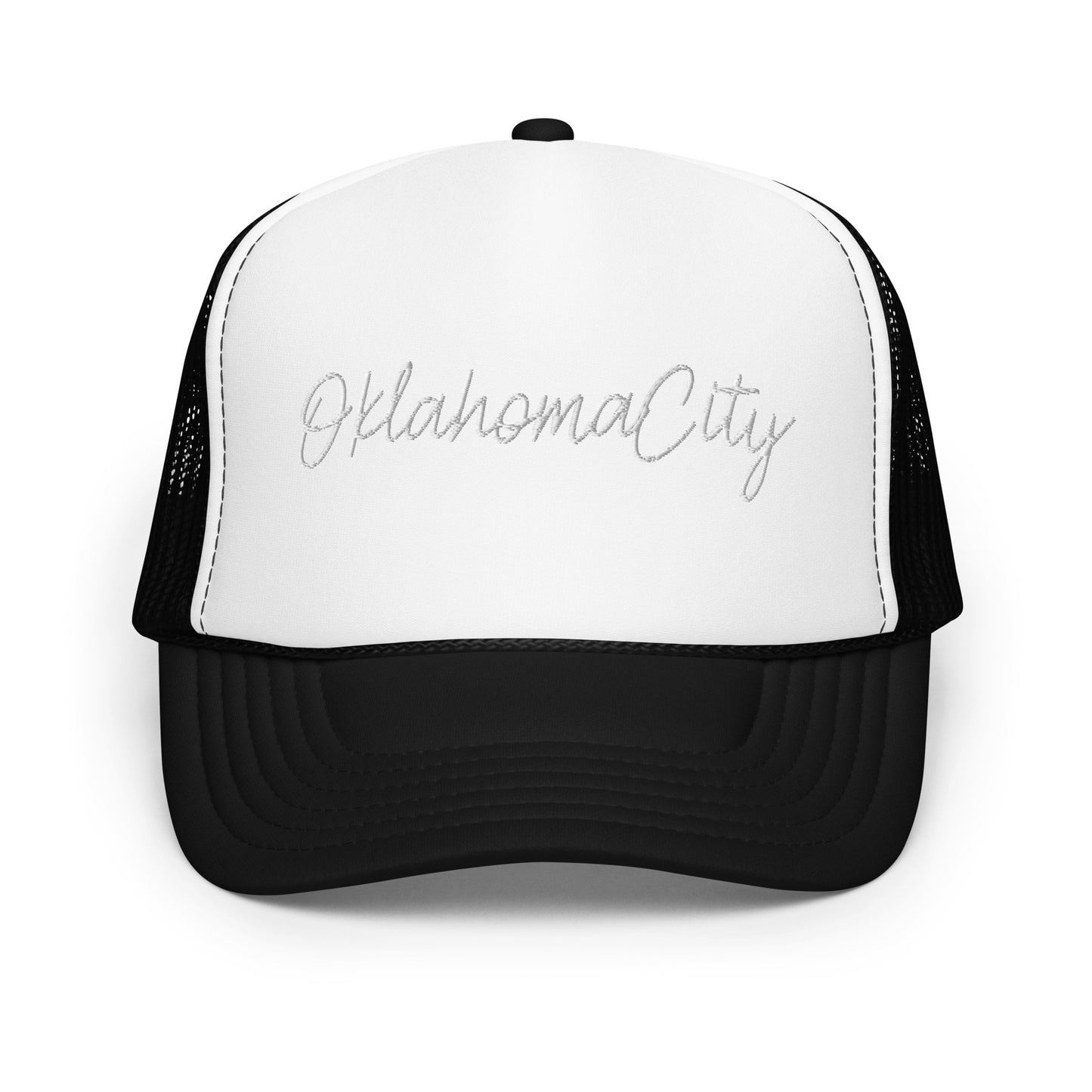 Oklahoma City Retro Script Foam 5 Panel A-Frame Snapback Trucker Hat