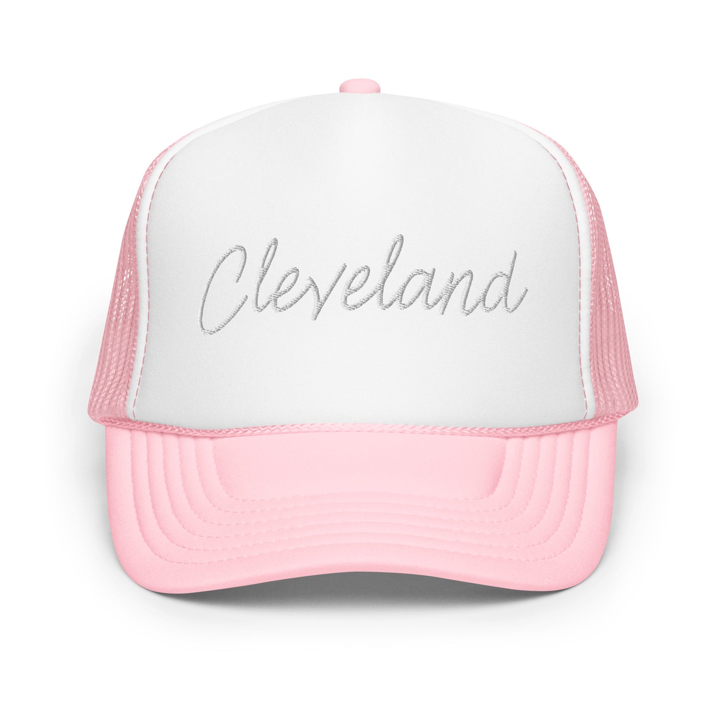 Cleveland Retro Script Foam 5 Panel A-Frame Snapback Trucker Hat