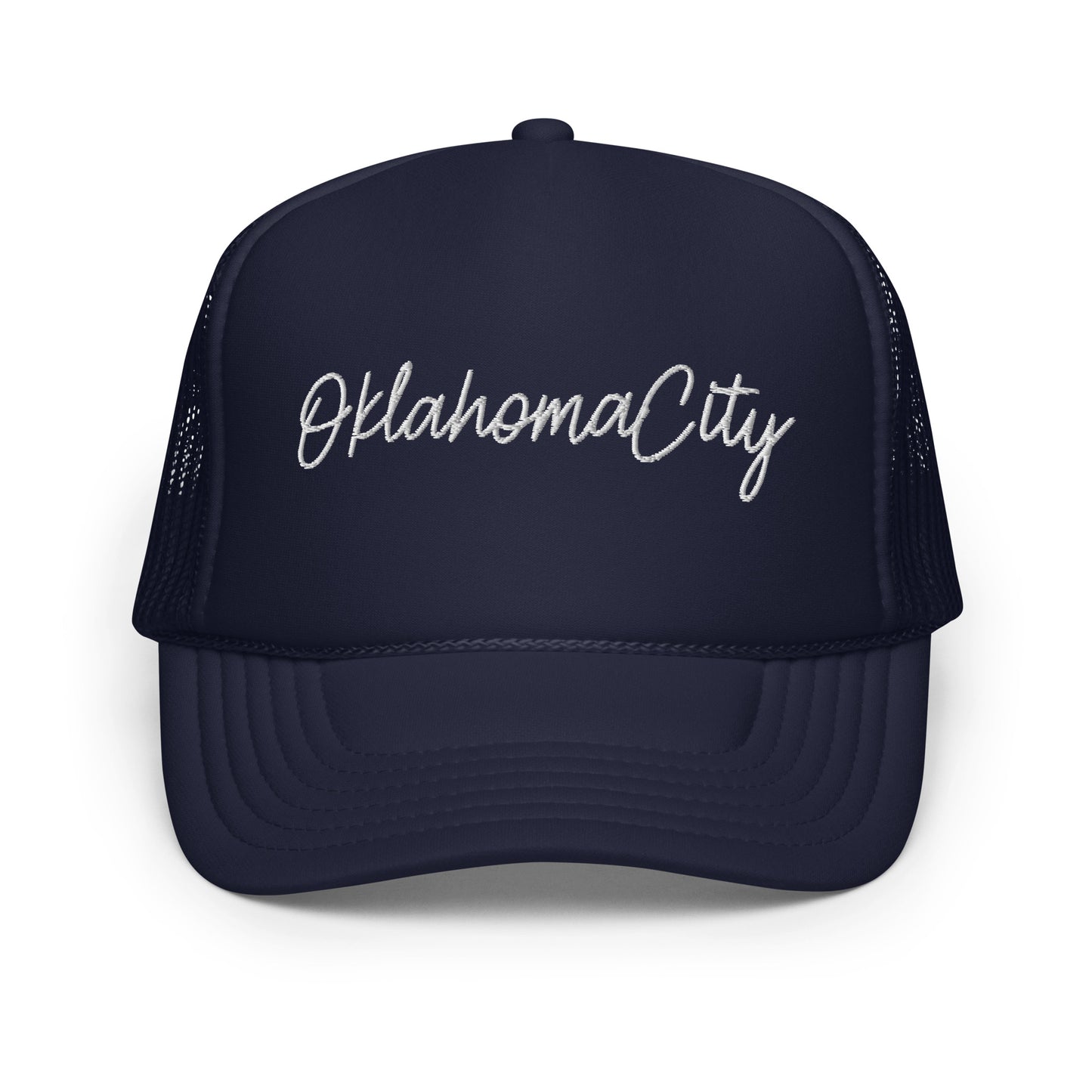 Oklahoma City Retro Script Foam 5 Panel A-Frame Snapback Trucker Hat