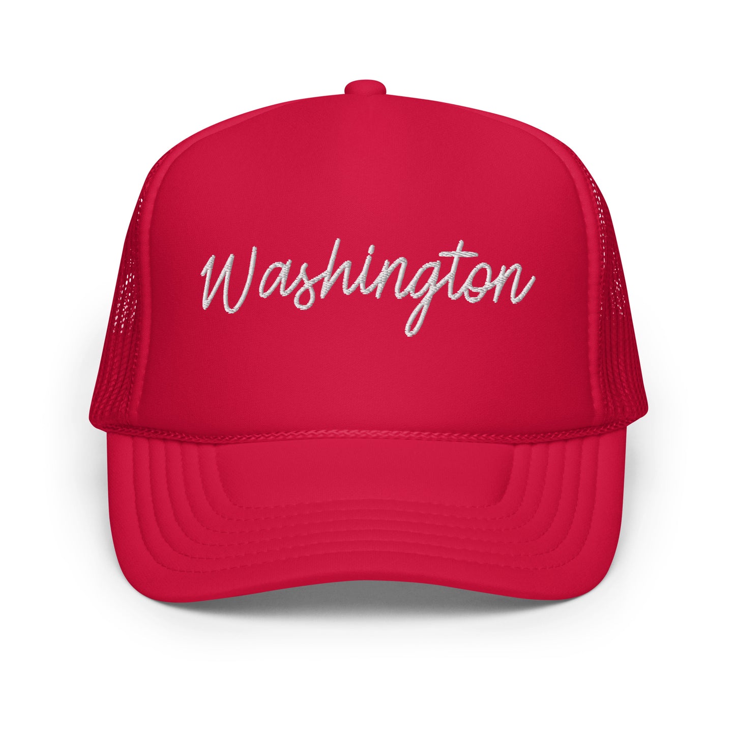 Washington Retro Script Foam 5 Panel A-Frame Snapback Trucker Hat