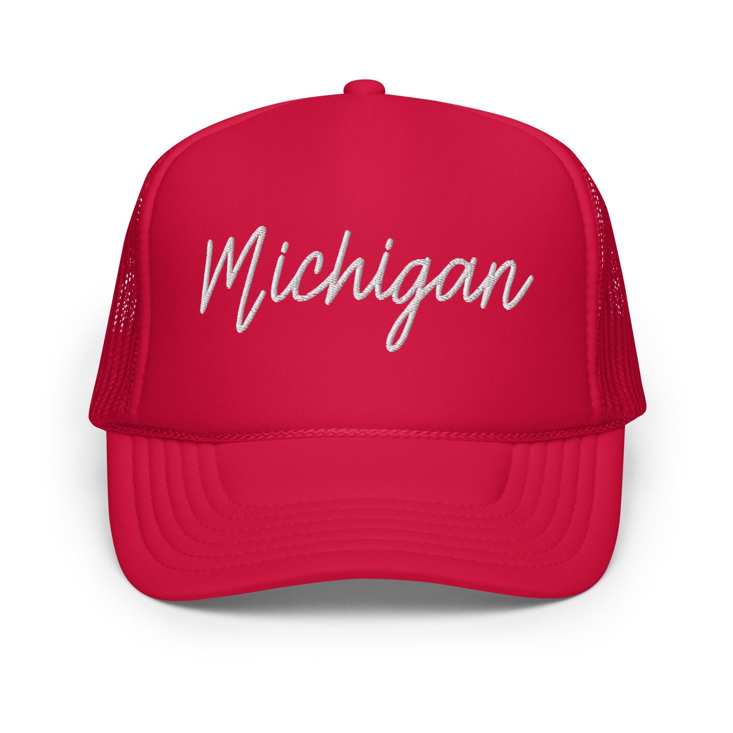 Michigan Retro Script Foam 5 Panel A-Frame Snapback Trucker Hat