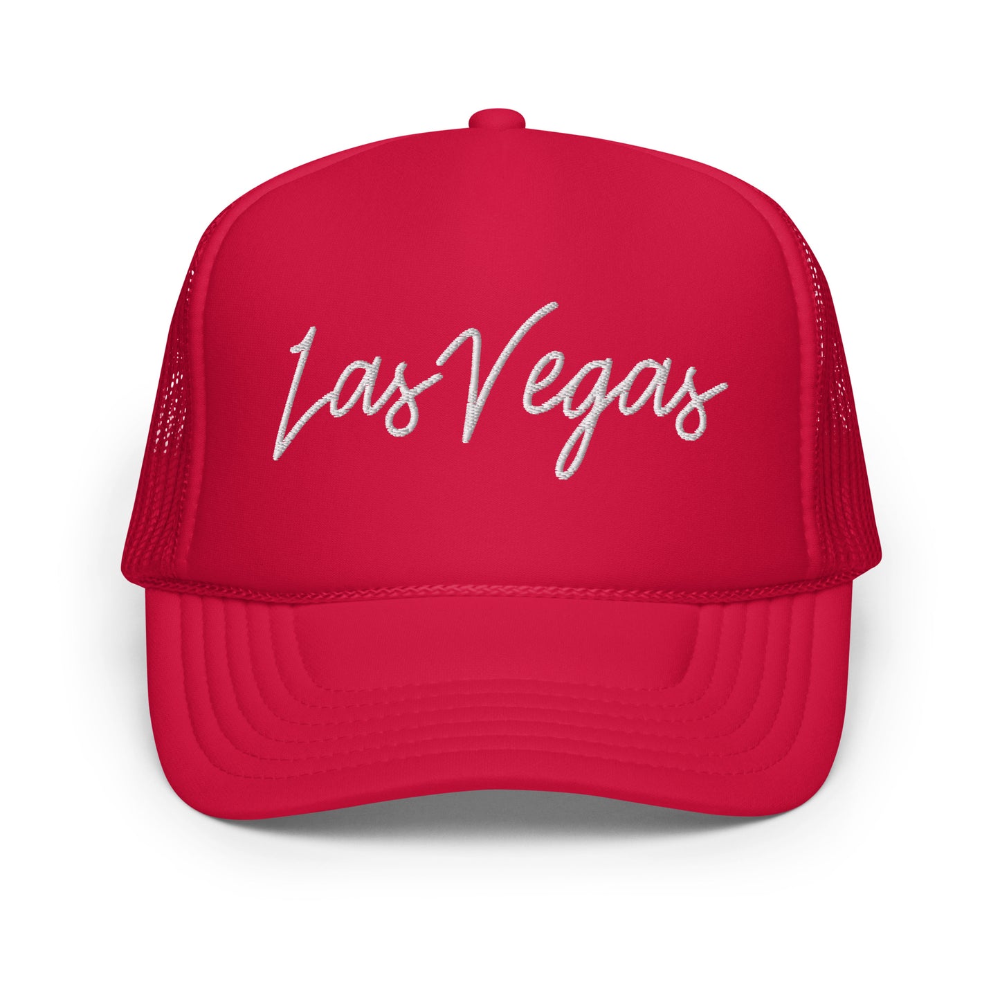 Las Vegas Retro Script Foam 5 Panel A-Frame Snapback Trucker Hat