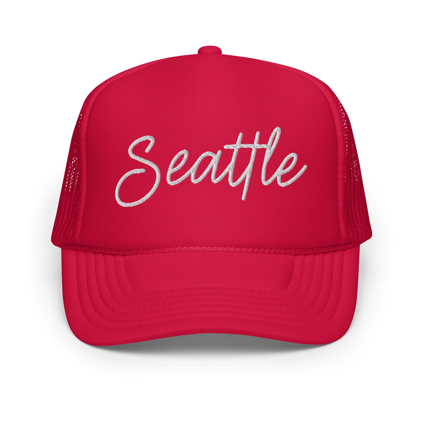 Seattle Retro Script Foam 5 Panel A-Frame Snapback Trucker Hat