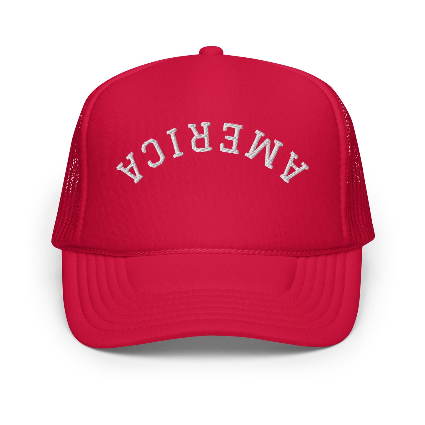 United States USA "America" Upside Down Arch Foam 5 Panel A-Frame Snapback Trucker Hat