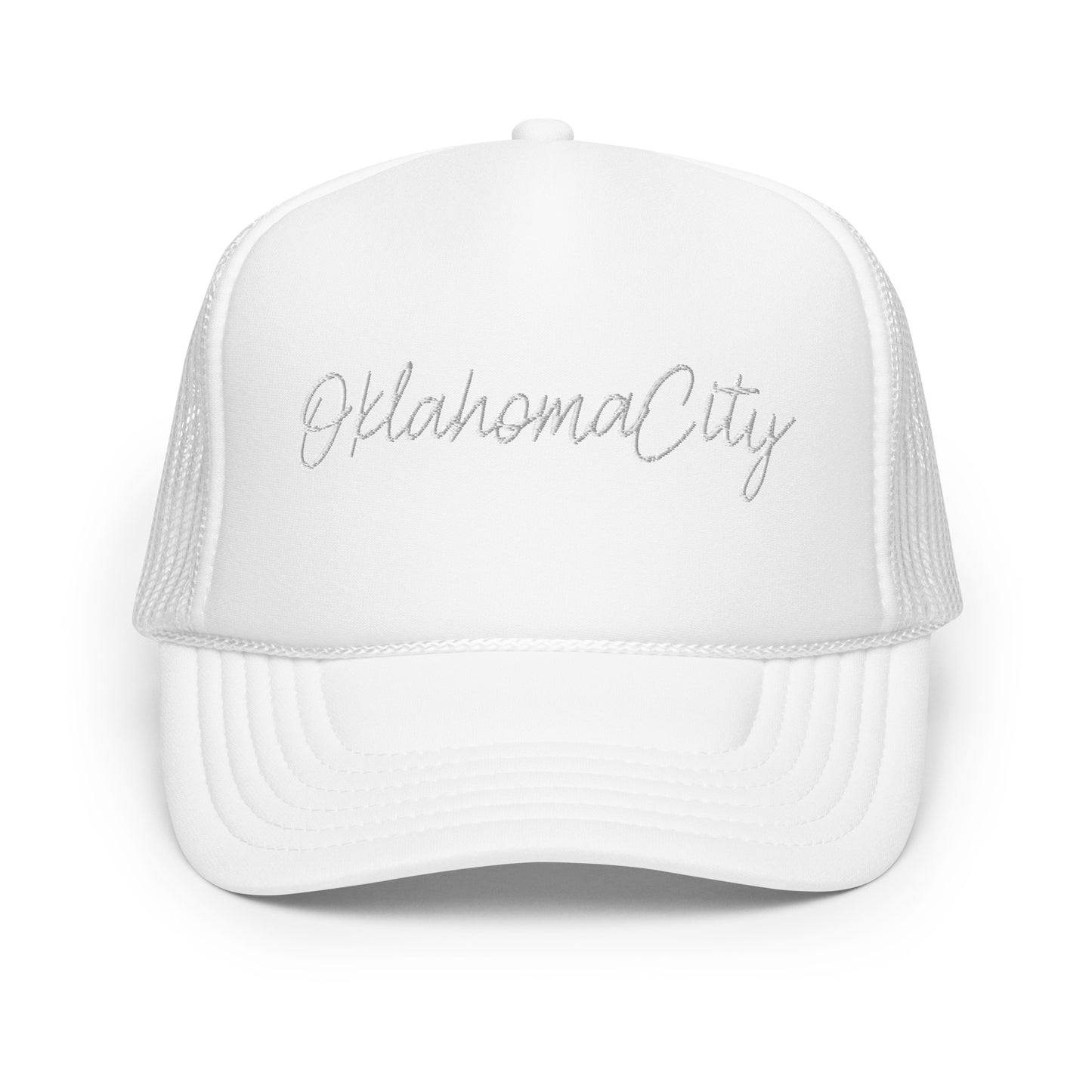 Oklahoma City Retro Script Foam 5 Panel A-Frame Snapback Trucker Hat