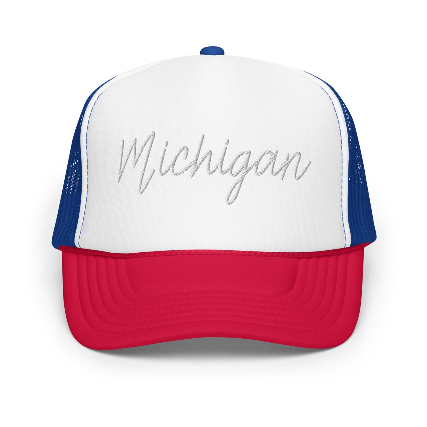 Michigan Retro Script Foam 5 Panel A-Frame Snapback Trucker Hat