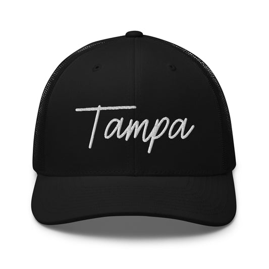 Tampa Retro Script Mid 6 Panel Snapback Trucker Hat