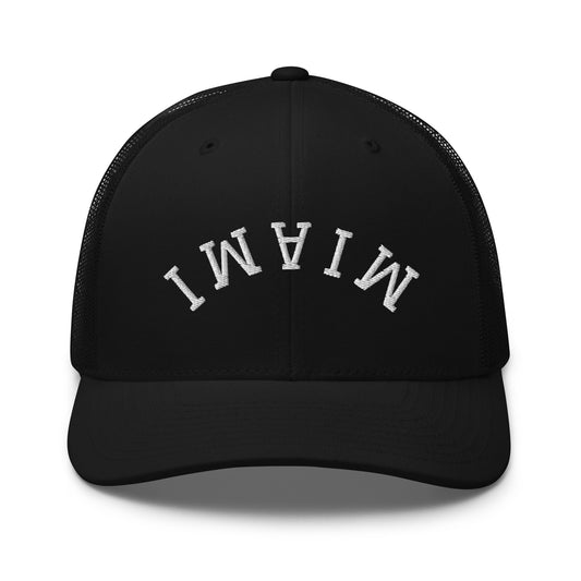 Miami Upside Down Arch Mid 6 Panel Snapback Trucker Hat