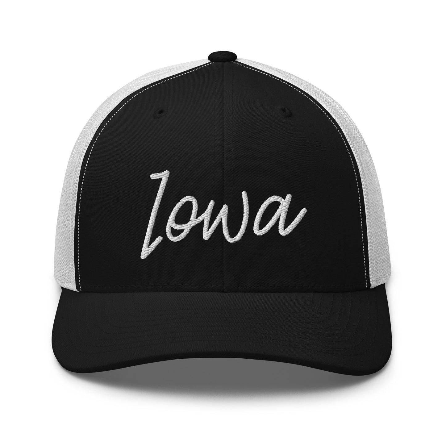Iowa Retro Script Mid 6 Panel Snapback Trucker Hat