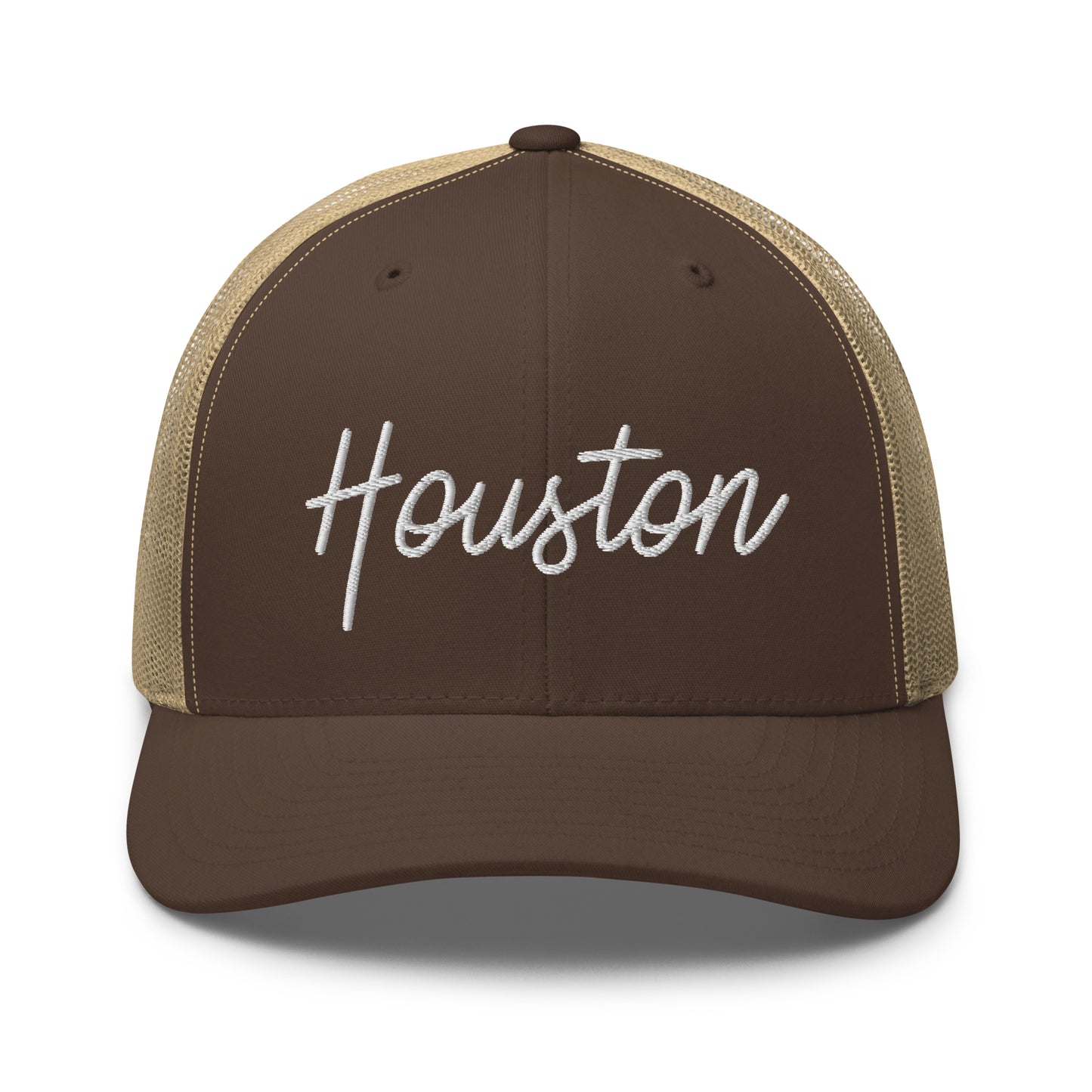 Houston Retro Script Mid 6 Panel Snapback Trucker Hat