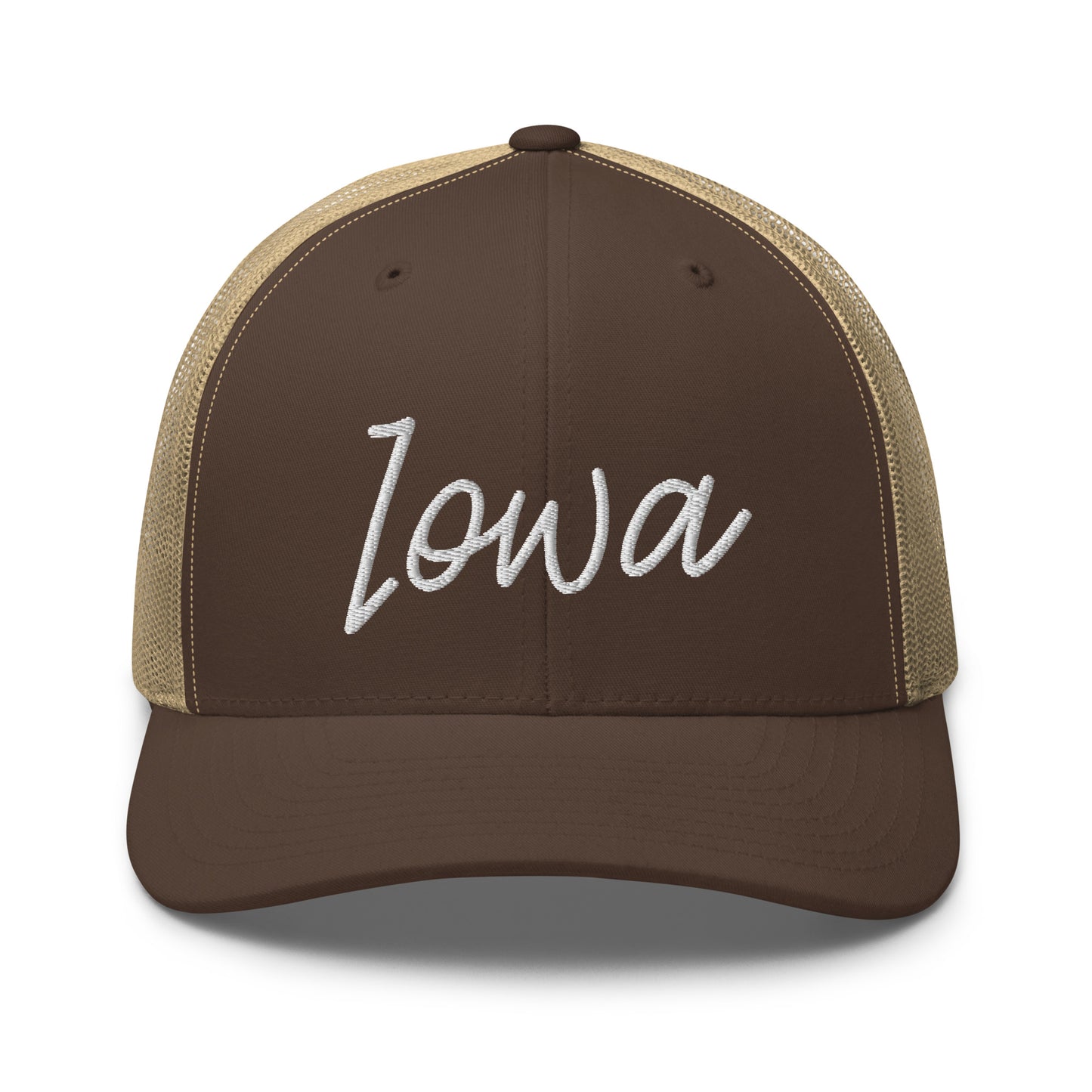 Iowa Retro Script Mid 6 Panel Snapback Trucker Hat