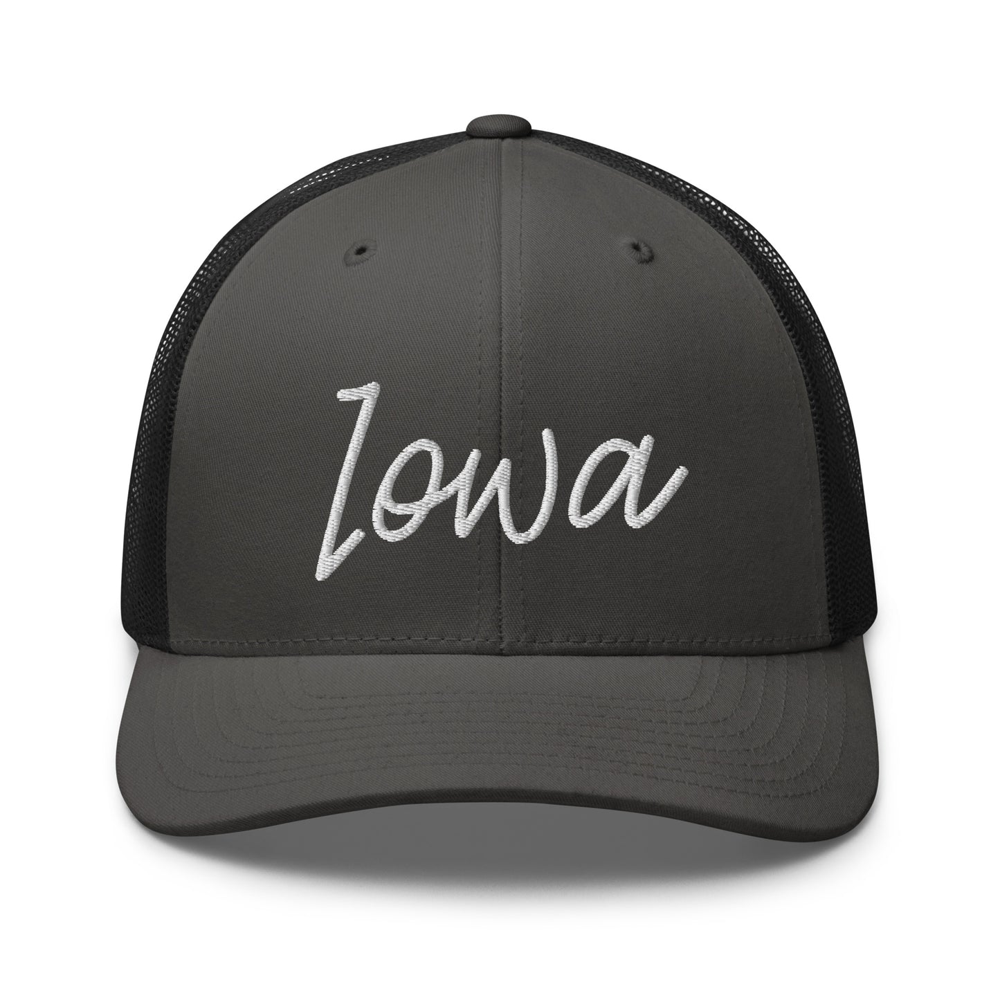 Iowa Retro Script Mid 6 Panel Snapback Trucker Hat