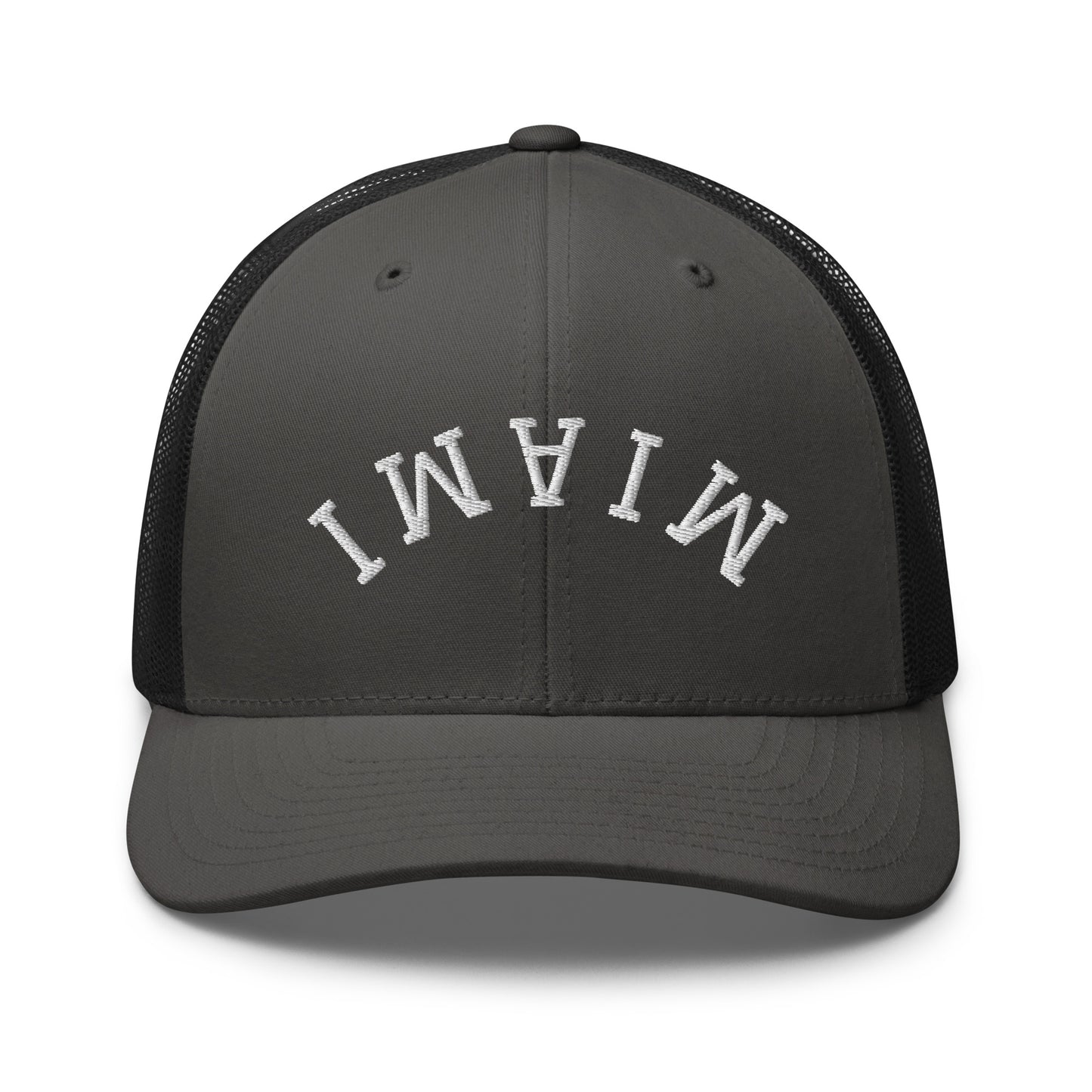 Miami Upside Down Arch Mid 6 Panel Snapback Trucker Hat