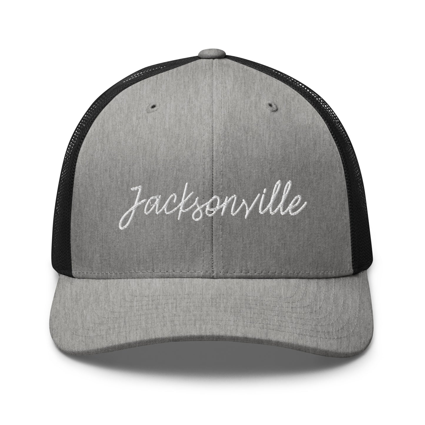 Jacksonville Retro Script Mid 6 Panel Snapback Trucker Hat