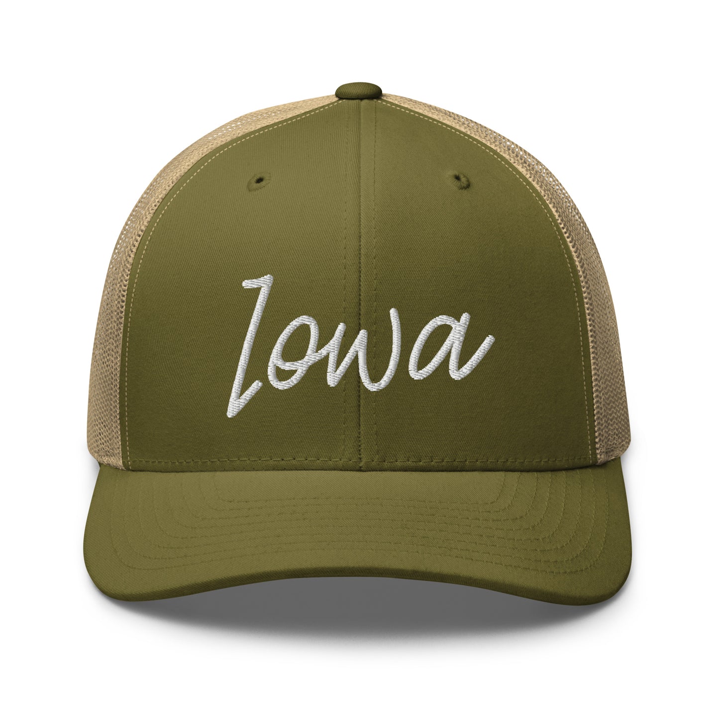 Iowa Retro Script Mid 6 Panel Snapback Trucker Hat
