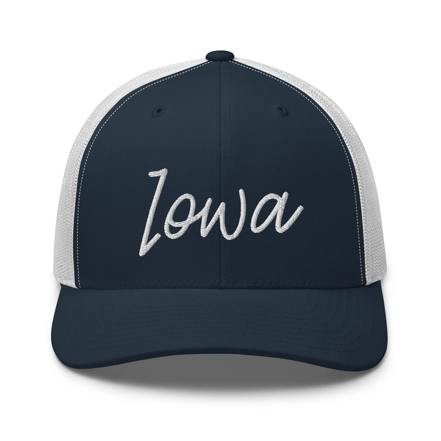 Iowa Retro Script Mid 6 Panel Snapback Trucker Hat