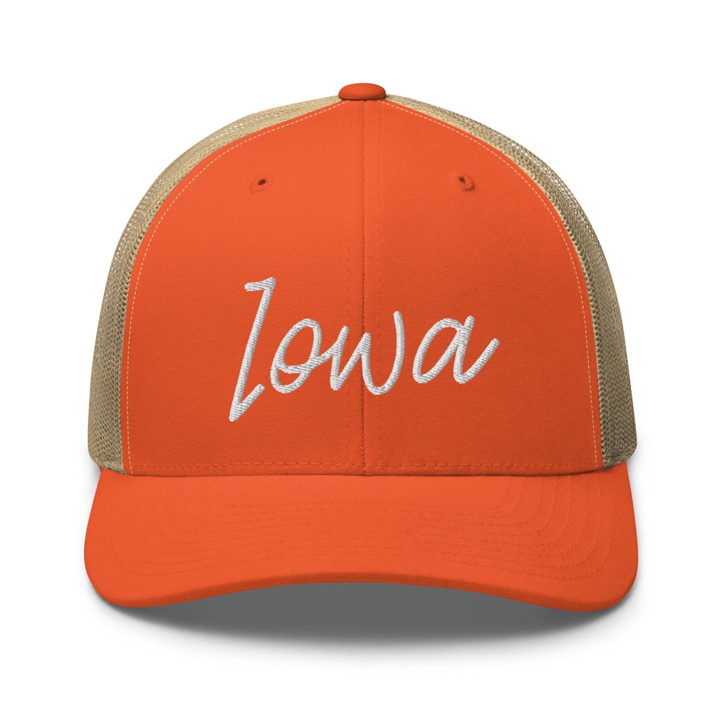 Iowa Retro Script Mid 6 Panel Snapback Trucker Hat