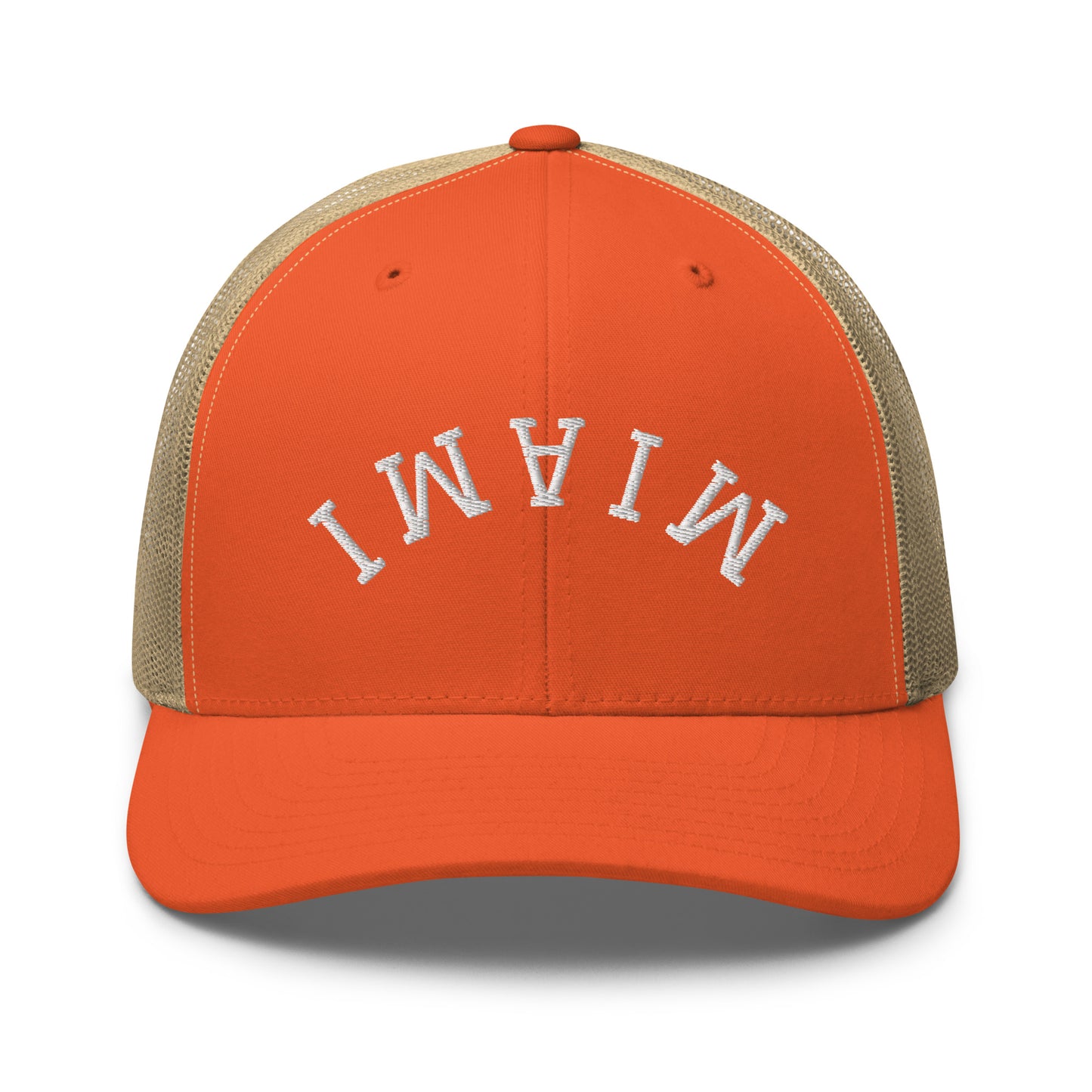 Miami Upside Down Arch Mid 6 Panel Snapback Trucker Hat