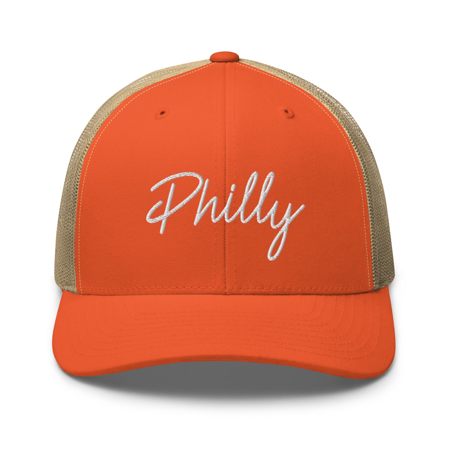 Philly Retro Script Mid 6 Panel Snapback Trucker Hat
