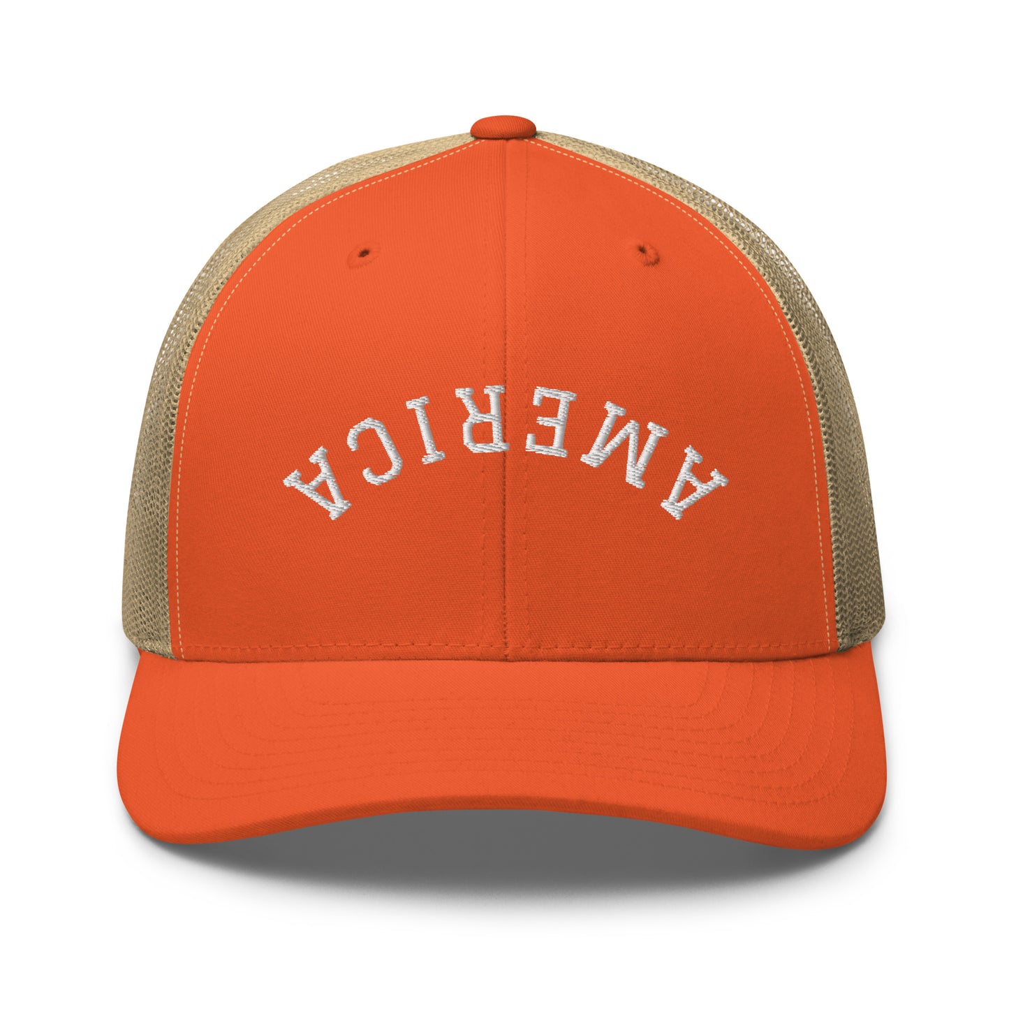 United States USA "America" Upside Down Arch Mid 6 Panel Snapback Trucker Hat
